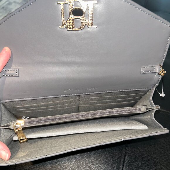 Badgley Mischka Gray Crossbody Bag with Gold Chain - Picture 3 of 4